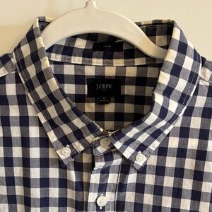J. Crew Navy and White Gingham Button-Down Shirt